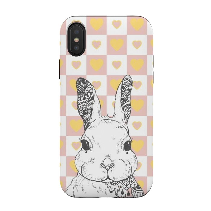 iPhone Xs / X StrongFit Rabbit and yellow hearts Alice in Wonderland by Oana 