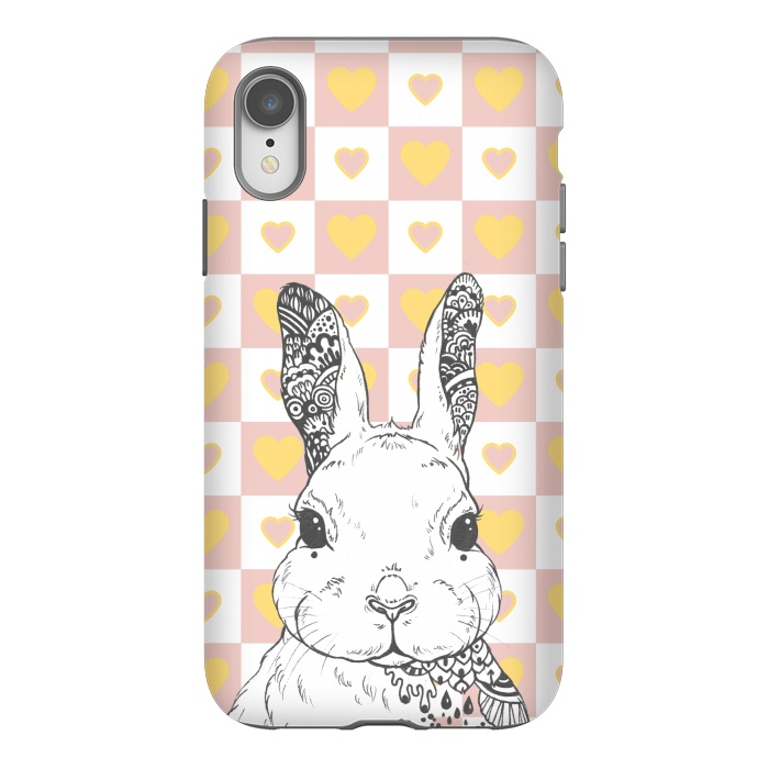 iPhone Xr StrongFit Rabbit and yellow hearts Alice in Wonderland by Oana 
