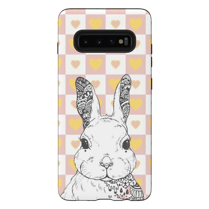 Galaxy S10 plus StrongFit Rabbit and yellow hearts Alice in Wonderland by Oana 