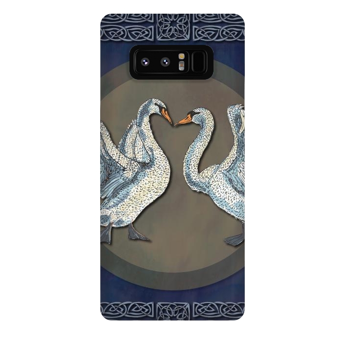 Galaxy Note 8 StrongFit Dancing Swans by Lotti Brown