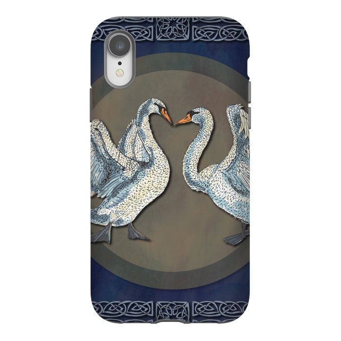 iPhone Xr StrongFit Dancing Swans by Lotti Brown