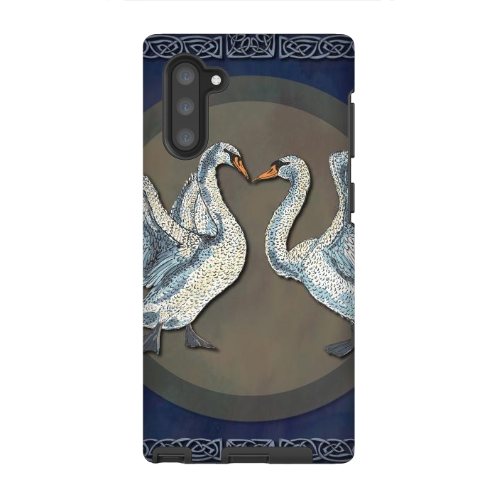 Galaxy Note 10 StrongFit Dancing Swans by Lotti Brown