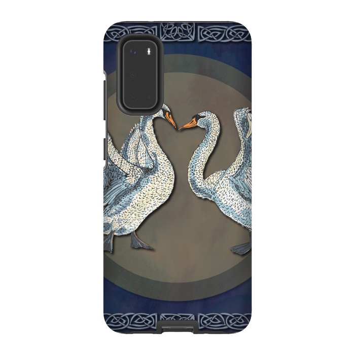 Galaxy S20 StrongFit Dancing Swans by Lotti Brown