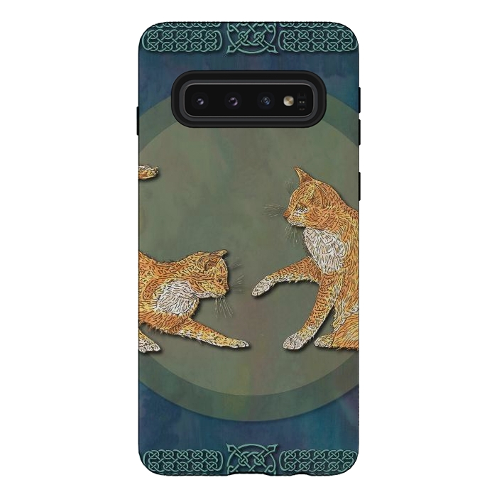 Galaxy S10 StrongFit Ginger Cats by Lotti Brown