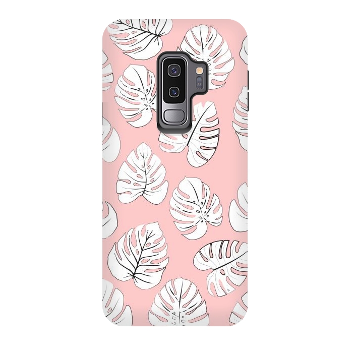 Galaxy S9 plus StrongFit White exotic leaves by Martina