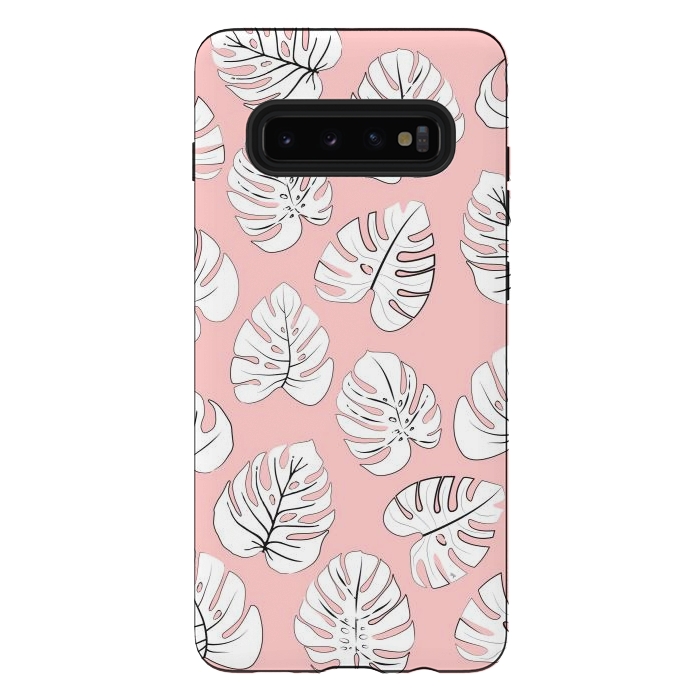 Galaxy S10 plus StrongFit White exotic leaves by Martina