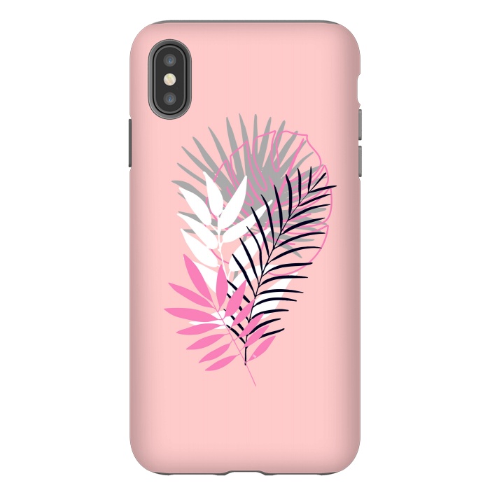 iPhone Xs Max StrongFit Pink tropical leaves by Martina