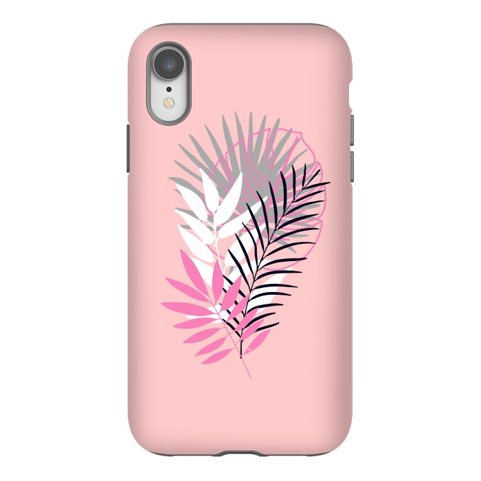 iPhone Xr StrongFit Pink tropical leaves by Martina