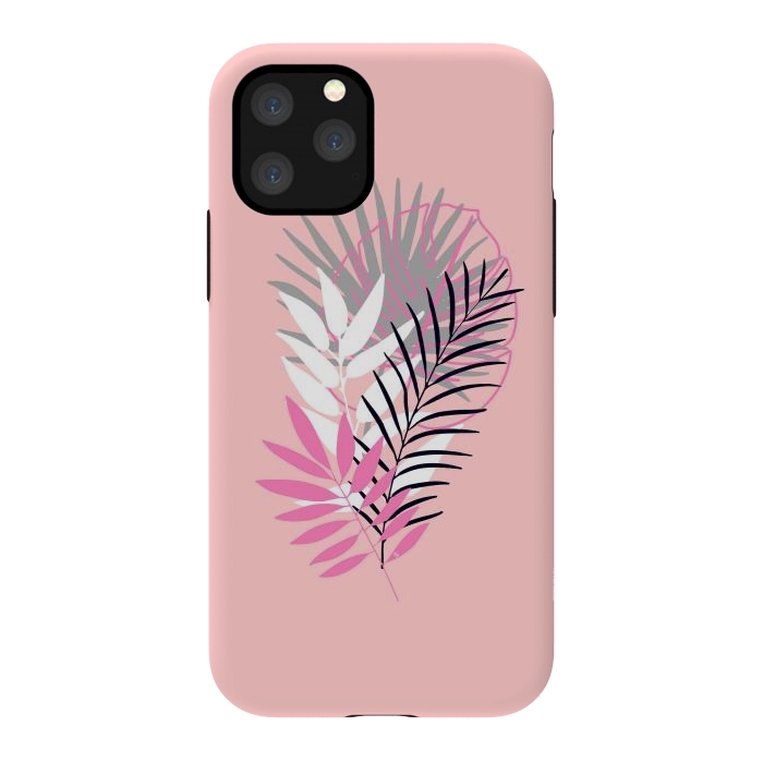 iPhone 11 Pro StrongFit Pink tropical leaves by Martina