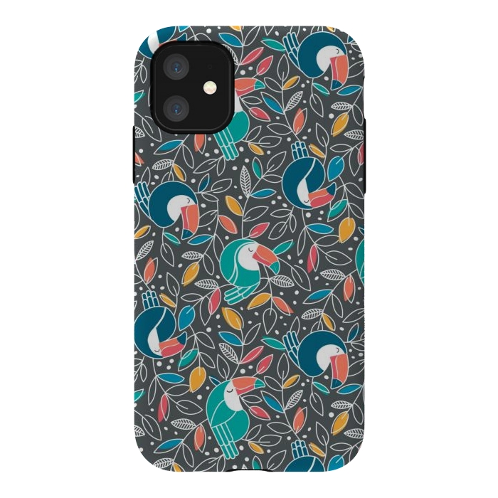iPhone 11 StrongFit Tossed Toucan by gingerlique
