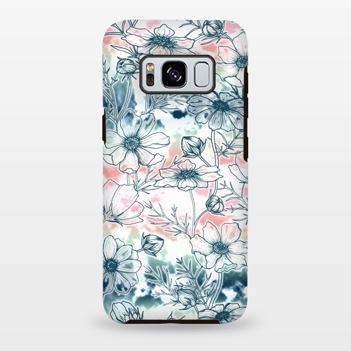 Galaxy S8 plus StrongFit Fields of Cosmos in Coral, Mint and Navy Tied Dye by gingerlique