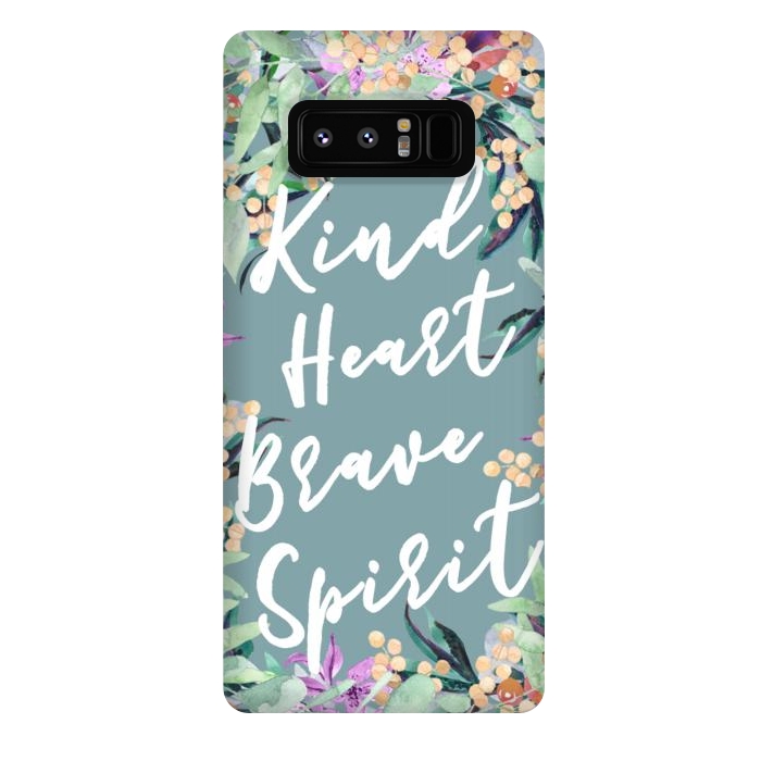 Galaxy Note 8 StrongFit Kind Brave inspirational typography and watercolor flowers by Oana 