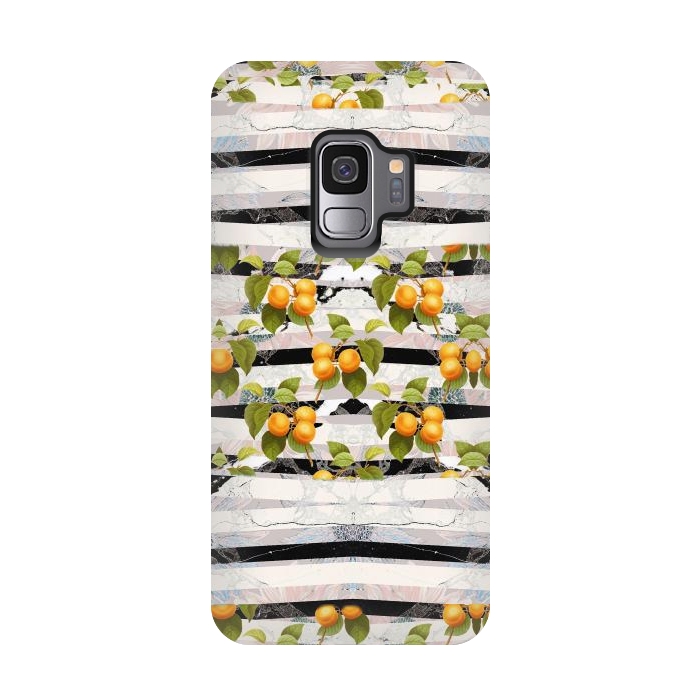 Galaxy S9 StrongFit Colorful peaches and marble stripes by Oana 