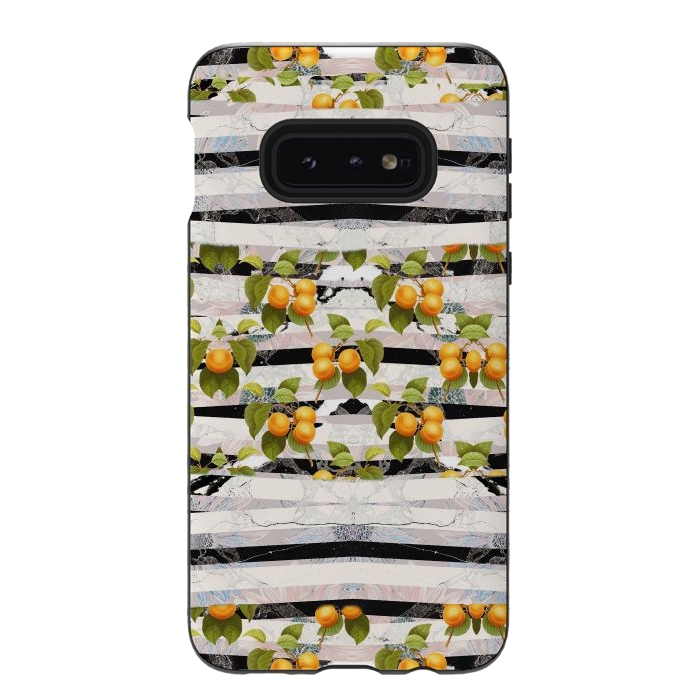 Galaxy S10e StrongFit Colorful peaches and marble stripes by Oana 