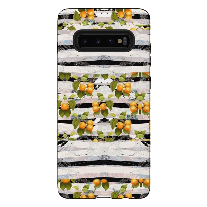 Galaxy S10 plus StrongFit Colorful peaches and marble stripes by Oana 