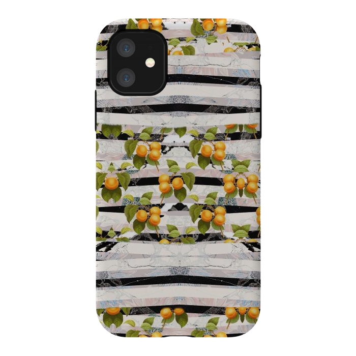 iPhone 11 StrongFit Colorful peaches and marble stripes by Oana 