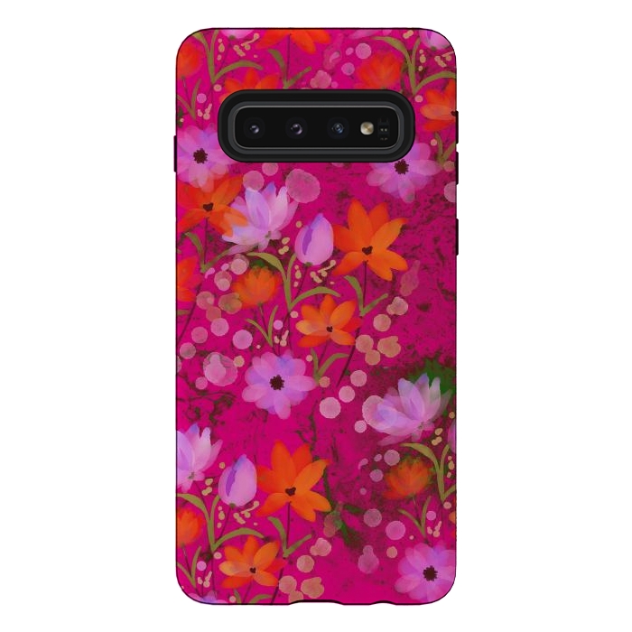 Galaxy S10 StrongFit Floral design watercolour floral bunch abstract design by Josie