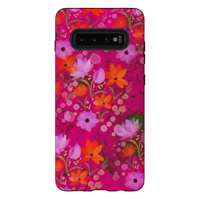 Galaxy S10 plus StrongFit Floral design watercolour floral bunch abstract design by Josie