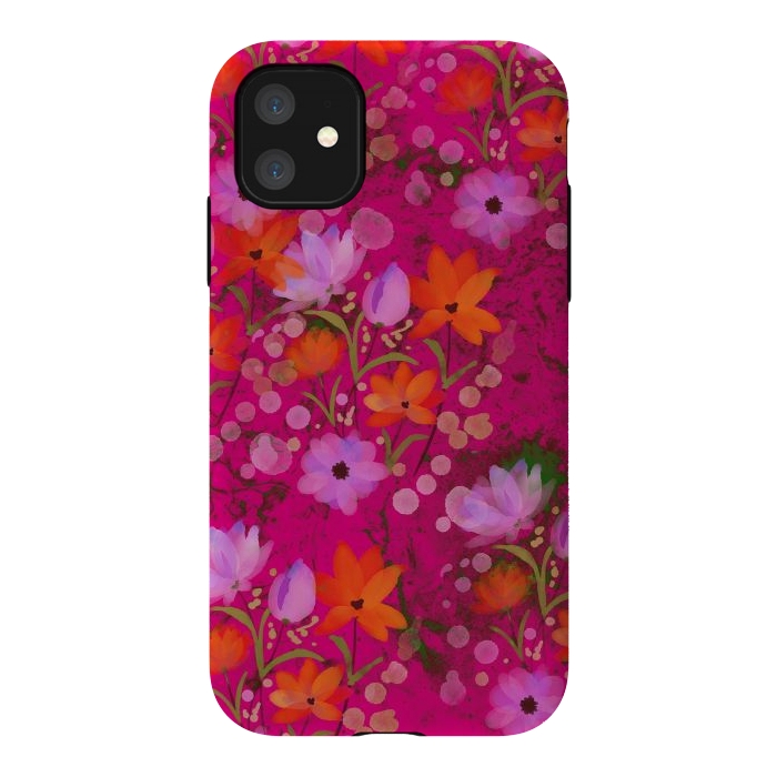 iPhone 11 StrongFit Floral design watercolour floral bunch abstract design by Josie
