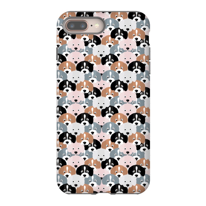 iPhone 7 plus StrongFit Cute Black Brown Pink Grey Puppy Dogs Illustration by InovArts