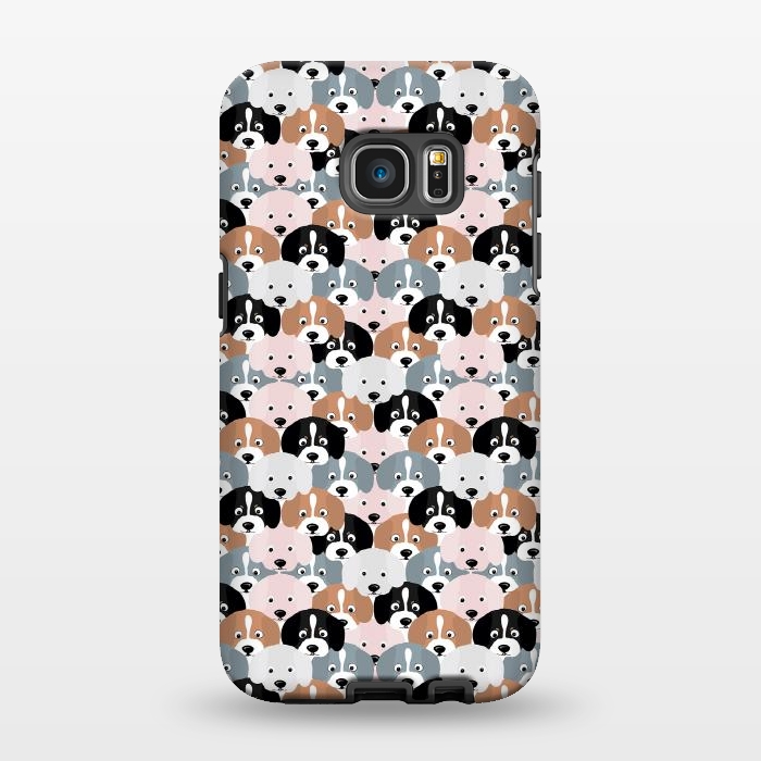 Galaxy S7 EDGE StrongFit Cute Black Brown Pink Grey Puppy Dogs Illustration by InovArts