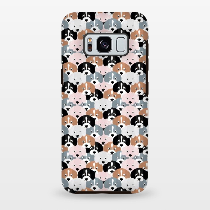Galaxy S8 plus StrongFit Cute Black Brown Pink Grey Puppy Dogs Illustration by InovArts