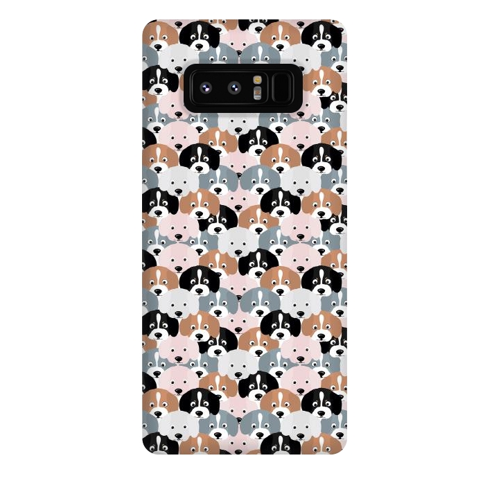 Galaxy Note 8 StrongFit Cute Black Brown Pink Grey Puppy Dogs Illustration by InovArts