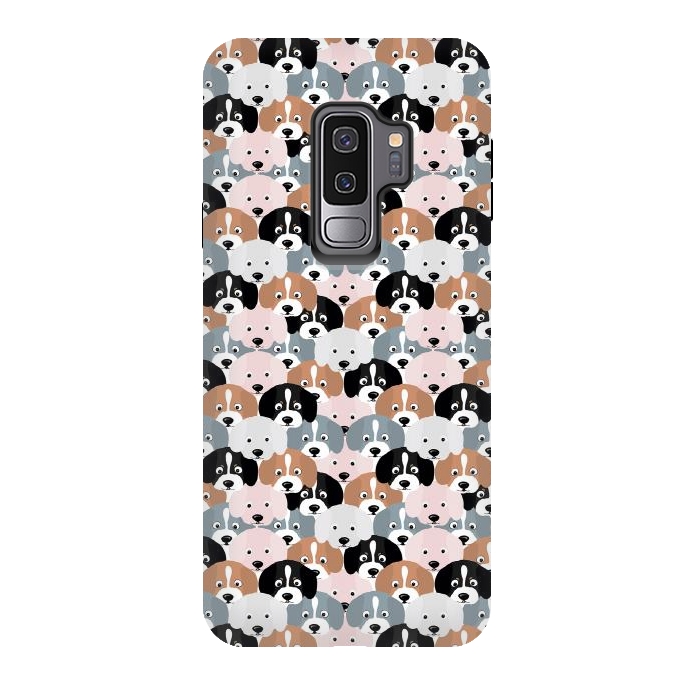 Galaxy S9 plus StrongFit Cute Black Brown Pink Grey Puppy Dogs Illustration by InovArts