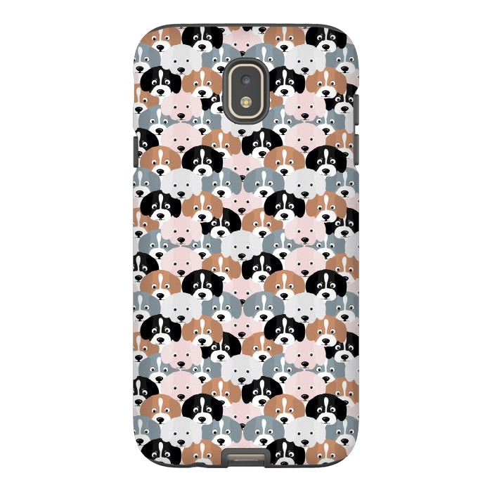 Galaxy J7 StrongFit Cute Black Brown Pink Grey Puppy Dogs Illustration by InovArts