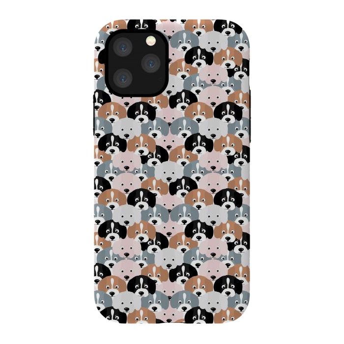 iPhone 11 Pro StrongFit Cute Black Brown Pink Grey Puppy Dogs Illustration by InovArts