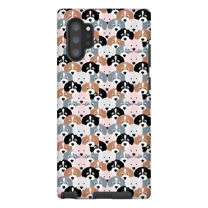 Galaxy Note 10 plus StrongFit Cute Black Brown Pink Grey Puppy Dogs Illustration by InovArts
