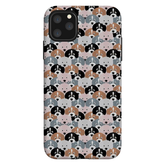 iPhone 11 Pro Max StrongFit Cute Black Brown Pink Grey Puppy Dogs Illustration by InovArts