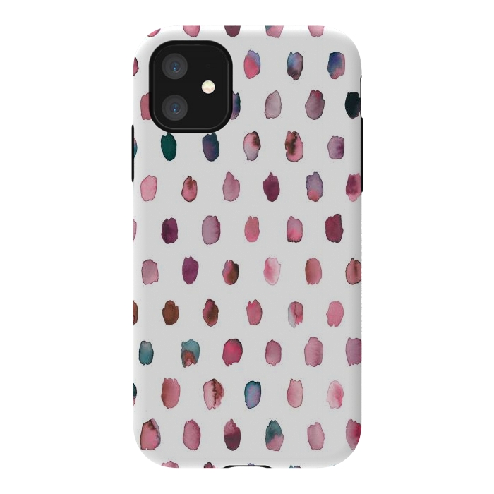 iPhone 11 StrongFit Artist Palette Pink Dots by Ninola Design