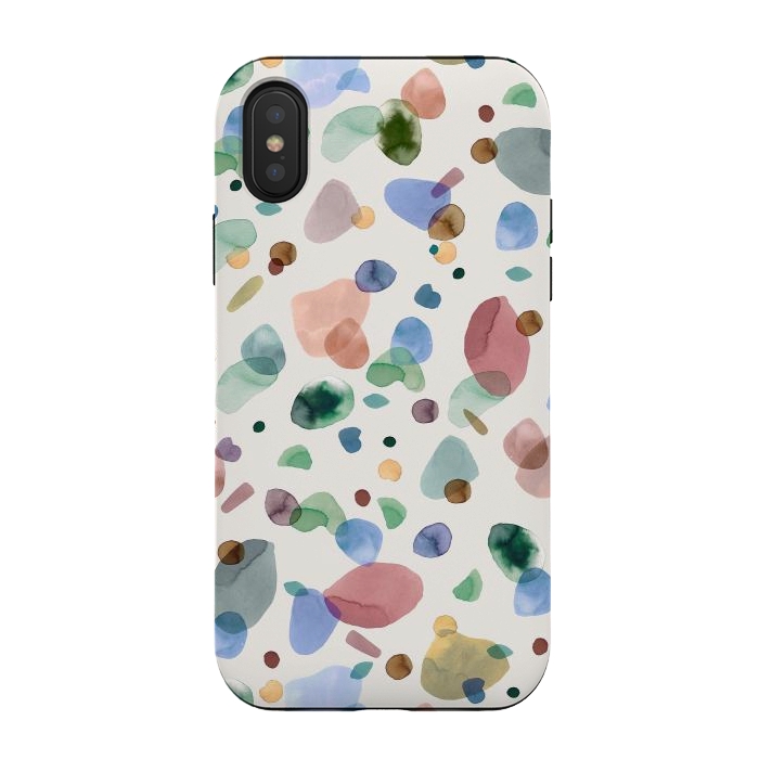 iPhone Xs / X StrongFit Pebbles Terrazo Rounded Memphis Multicolored by Ninola Design