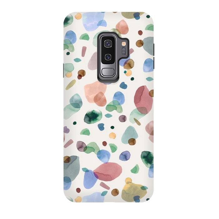 Galaxy S9 plus StrongFit Pebbles Terrazo Rounded Memphis Multicolored by Ninola Design
