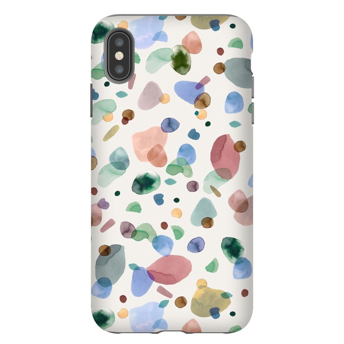 iPhone Xs Max StrongFit Pebbles Terrazo Rounded Memphis Multicolored by Ninola Design