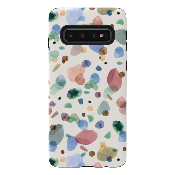 Galaxy S10 StrongFit Pebbles Terrazo Rounded Memphis Multicolored by Ninola Design