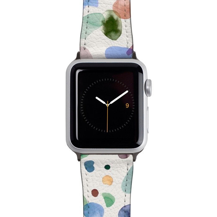 Watch 42mm / 44mm Strap PU leather Pebbles Terrazo Rounded Memphis Multicolored by Ninola Design
