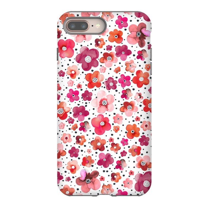 iPhone 7 plus StrongFit Beautiful Naive Coral Flowers Dots by Ninola Design