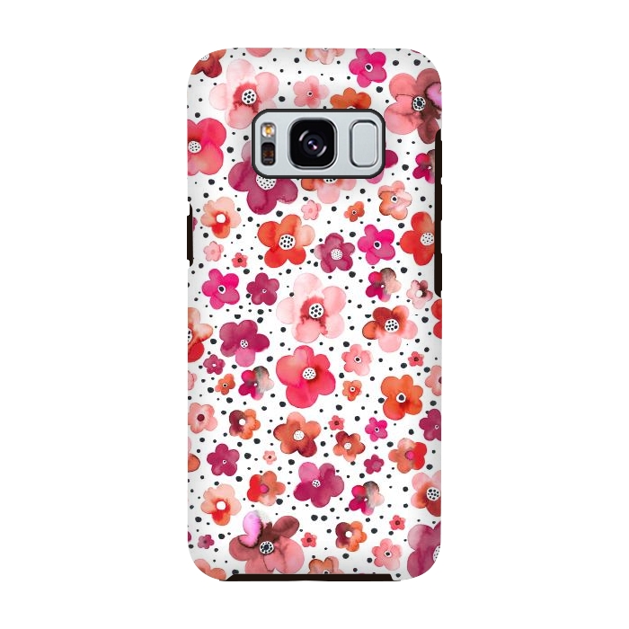 Galaxy S8 StrongFit Beautiful Naive Coral Flowers Dots by Ninola Design
