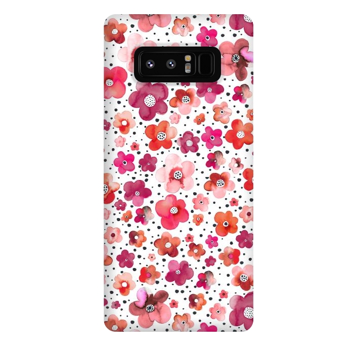 Galaxy Note 8 StrongFit Beautiful Naive Coral Flowers Dots by Ninola Design