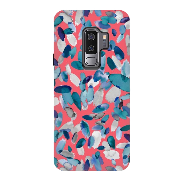 Galaxy S9 plus StrongFit Abstract Petal Stains Colorful Red Blue by Ninola Design
