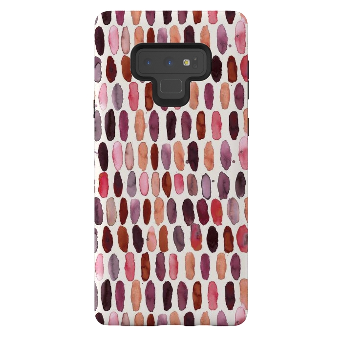 Galaxy Note 9 StrongFit Pills Watercolor Dots Pink Orange Coral by Ninola Design