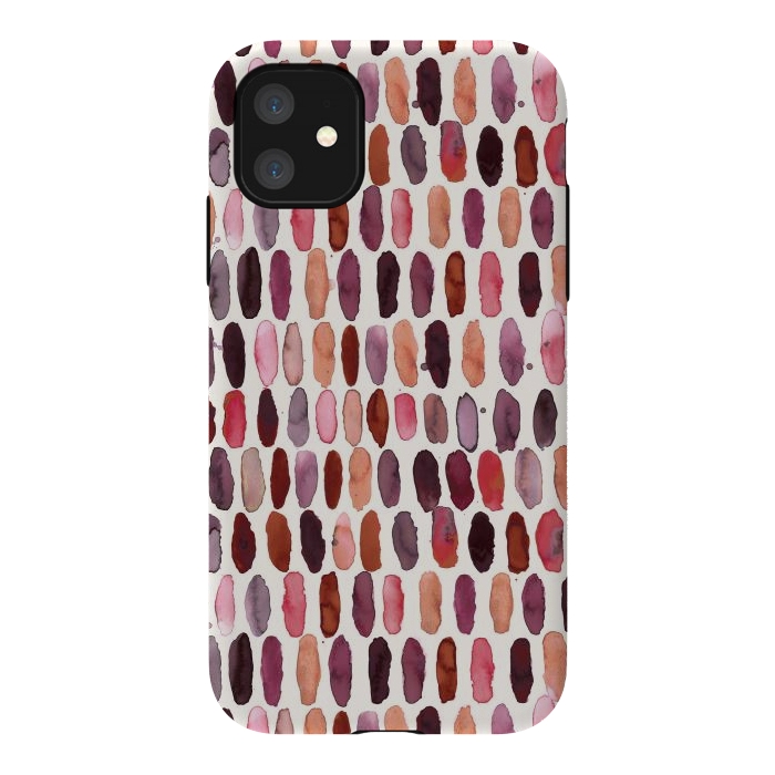 iPhone 11 StrongFit Pills Watercolor Dots Pink Orange Coral by Ninola Design