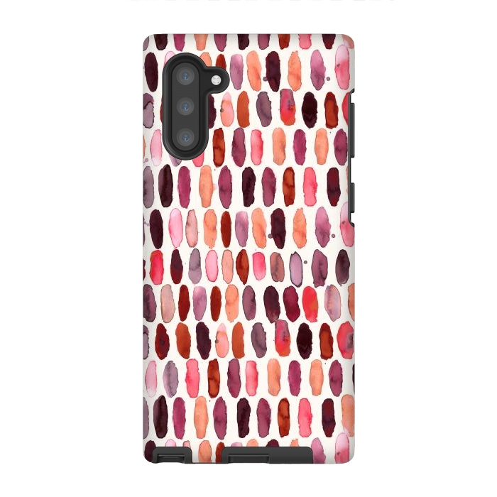 Galaxy Note 10 StrongFit Pills Watercolor Dots Pink Orange Coral by Ninola Design
