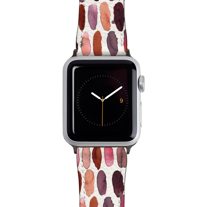 Watch 38mm / 40mm Strap PU leather Pills Watercolor Dots Pink Orange Coral by Ninola Design