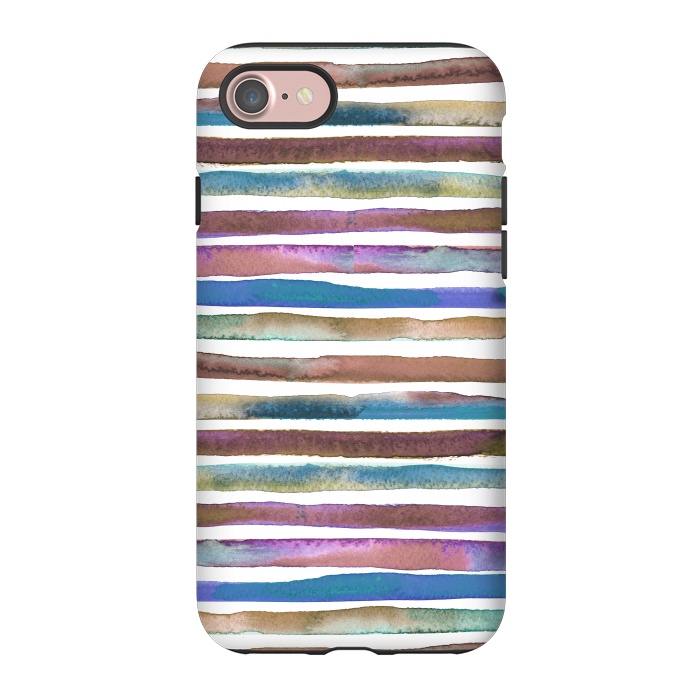 iPhone 7 StrongFit Geometric Watercolor Lines and Stripes Purple Gold by Ninola Design