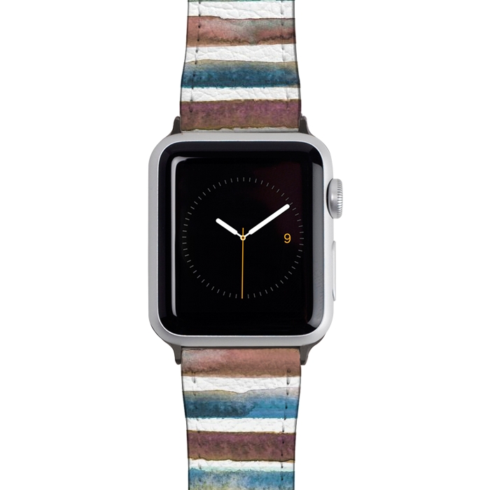Watch 38mm / 40mm Strap PU leather Geometric Watercolor Lines and Stripes Purple Gold by Ninola Design
