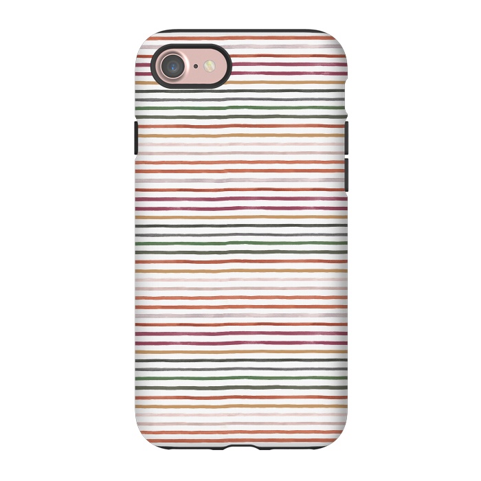 iPhone 7 StrongFit Marker Stripes and Lines Orange Green by Ninola Design