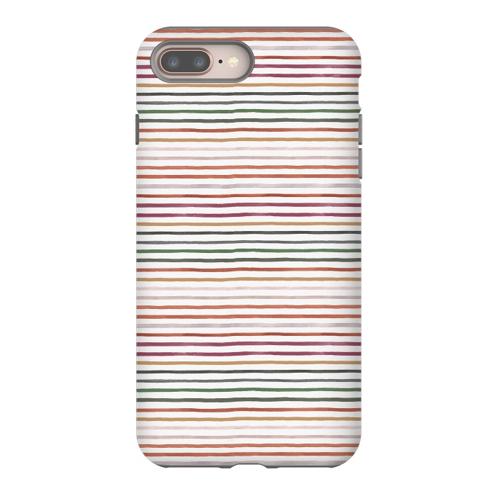 iPhone 7 plus StrongFit Marker Stripes and Lines Orange Green by Ninola Design